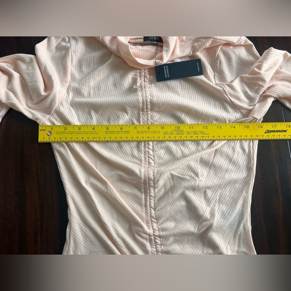 NWT AFRM Mollie Long Sleeve Drawstring Crop Top – Cream Beige – Size Large - Picture 6 of 6